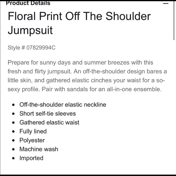 Express off the shoulder black floral lined jumpsuit elastic waist NEW - Picture 8 of 14